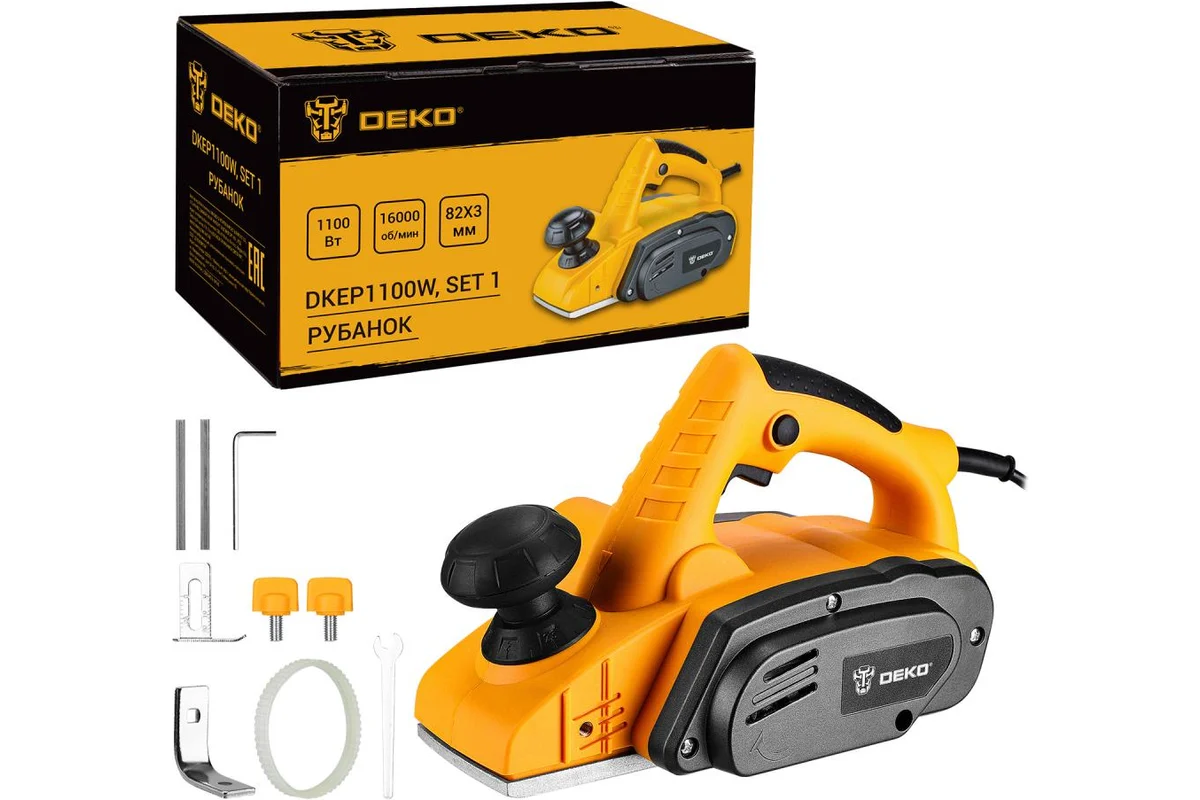 Рубанок DEKO DKEP1100W SET1, 1100Вт, 82 мм